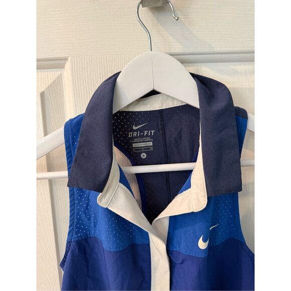 Nike Dri-Fit Blue Mesh/ Perforated Collated Racer Back Tennis Top sz S EUC - Picture 5 of 8